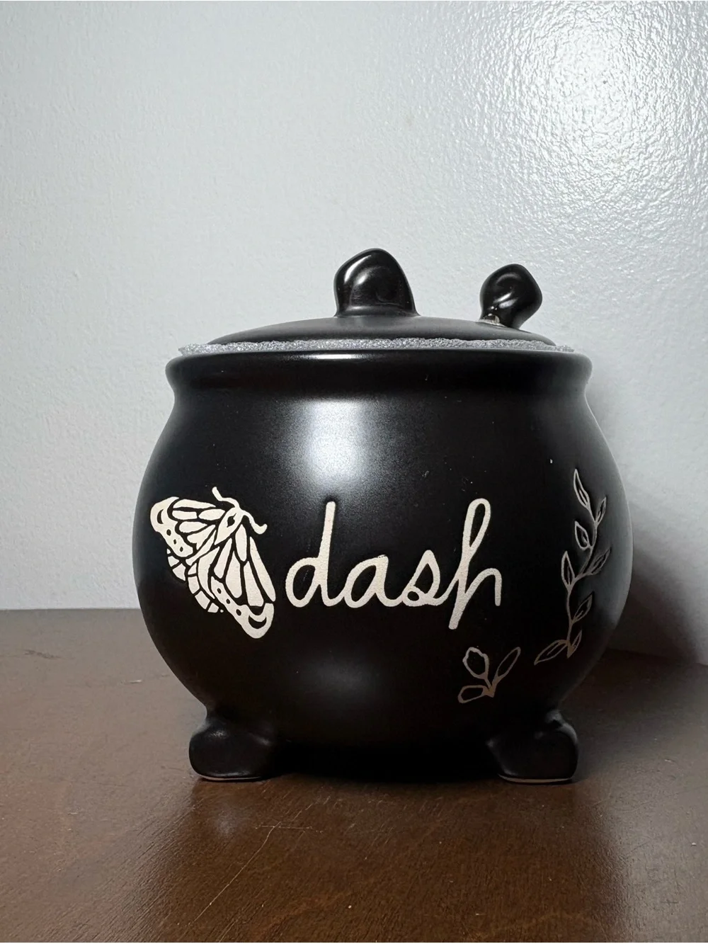 Rae Dunn Black and Cream 'dash' Ceramic Canister